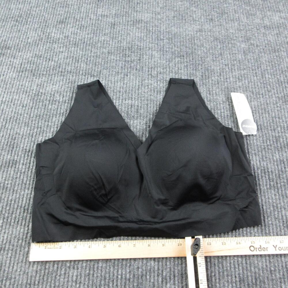 Truekind Bra Womens 2XL Black V-Neck Bralette Molded Wireless Seamless NWT